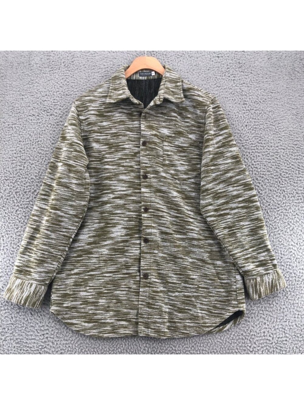 Earthbound Shirt Women Medium Green Heather Button Up Long Sleeve Shacket Pocket